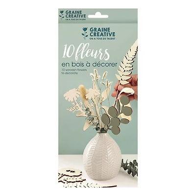 Kit 10 fleurs en bois à décorer - 24 cm