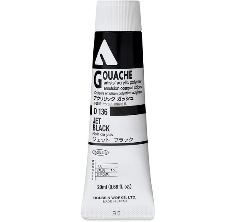 Gouache acryla noir de jais série a - 20ml