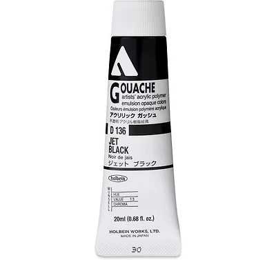Gouache acryla noir de jais série a - 20ml