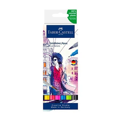 Set of 6 goldfaber aqua double-ended assorted color markers