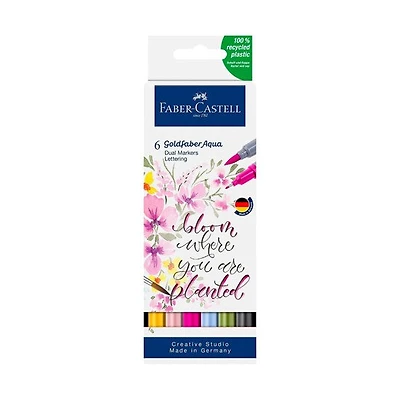 Ens. 6 marqueurs double pointe goldfaber aqua lettrage