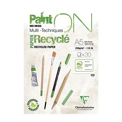 Bloc collé techniques mixtes paint'on - recyclé - 11,7 x 16,5 pouces