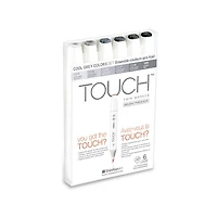 Ens. 6 marqueurs touch double pointe - gris froid