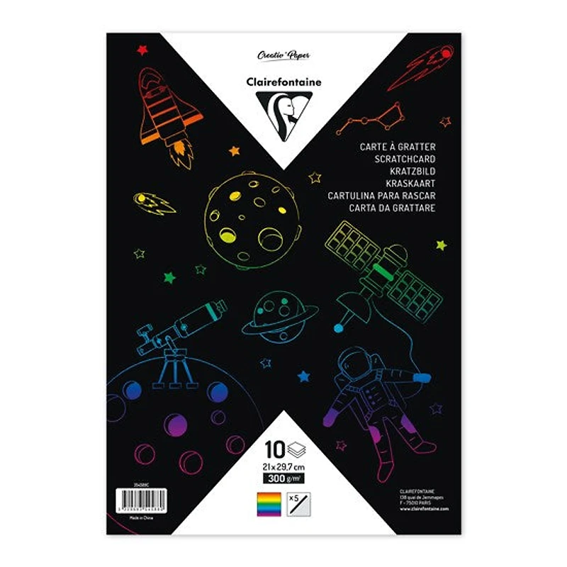 Ens. 10 cartes à gratter - arc-en-ciel