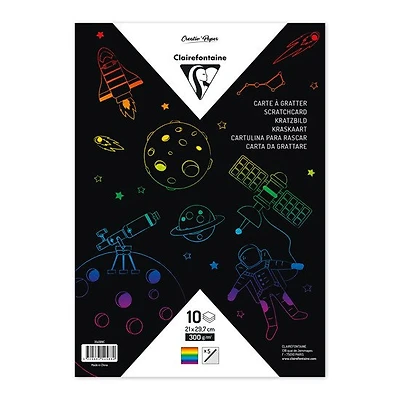 Ens. 10 cartes à gratter - arc-en-ciel