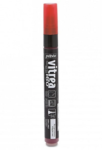 Marqueur verre - vitrea 160 - rouge piment brillant