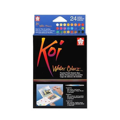 Ens. 24 demi-godets aquarelle de poche