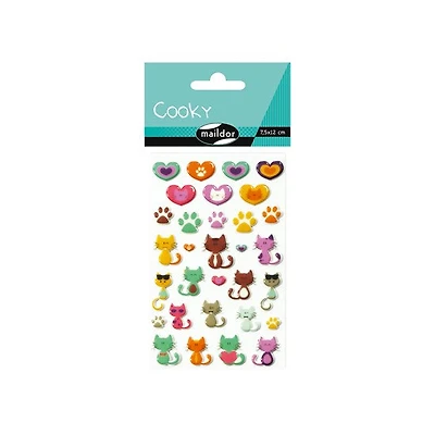 Autocollants cooky - chats et coeurs
