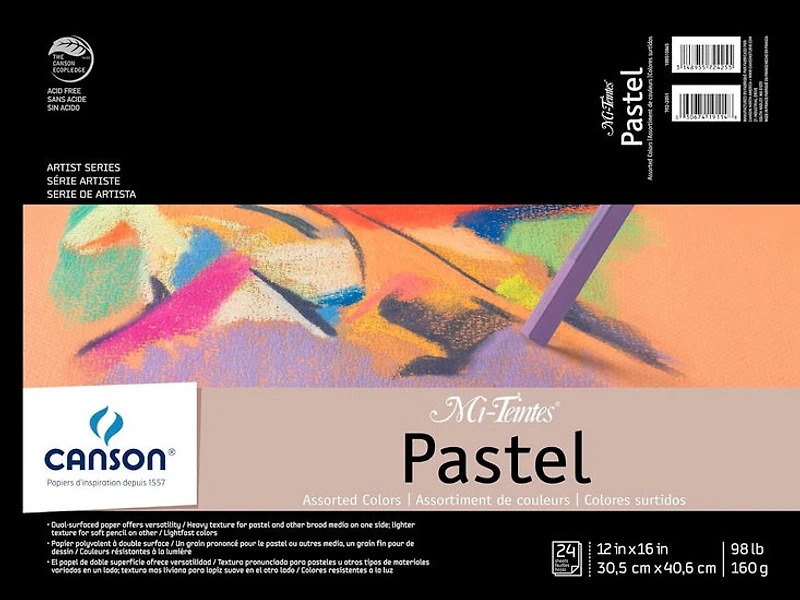 Bloc papier pastel - mi-teintes - 12x16po (24f)