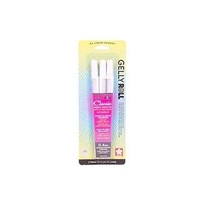 Ens. 3 stylos gel gelly roll 0.4mm blanc