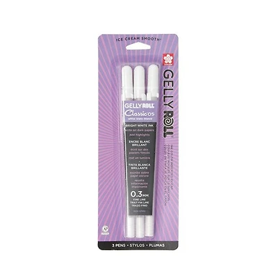 Ens. 3 stylos gel gelly roll 0.3mm blanc