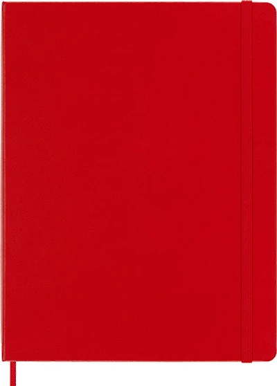 Carnet classique - ligné, couverture rigide - rouge écarlate - 19 x 25 centimètres