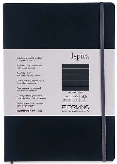 Cahier à reliure cousue ispira - couverture rigide - noir - ligne grampersquaremeter
