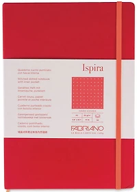 Cahier à reliure cousue ispira - couverture rigide - rouge - pointille grampersquaremeter