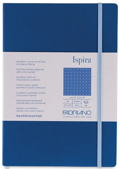 Cahier à reliure cousue ispira - couverture rigide - bleu royal - pointille grampersquaremeter