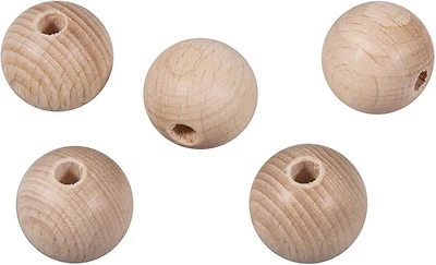 Billes bois brut trouees 15mm 15pcs