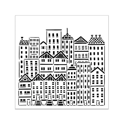 Pochoir ville- 6x6po