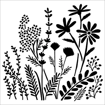 Pochoir  prairie d'été- 6x6po