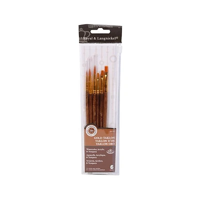 Ens. pinceaux en taklon doré à manche court