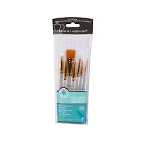 Set of 7 Gold Taklon Brushes Short Handle