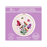 Kit point de croix diy - jardin de papillons
