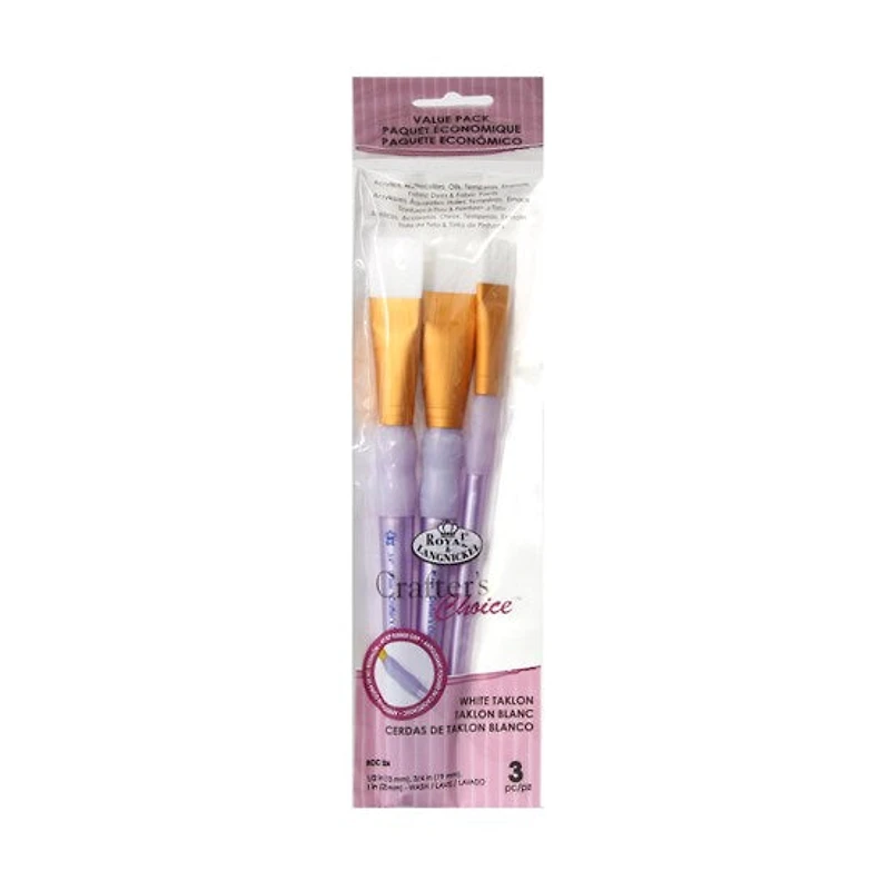 Set of 3 White Taklon Brushes Wash