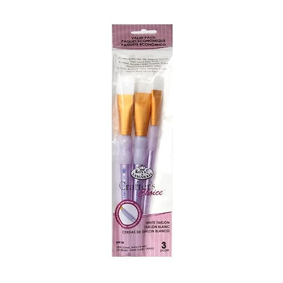 Set of 3 White Taklon Brushes Wash