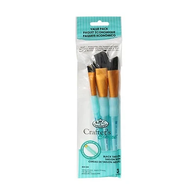 Set of 3 Black Taklon Brushes Angular