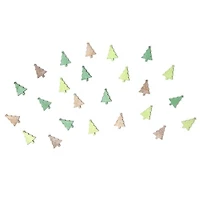 24-Pack Wooden Ornaments - Pine Trees, Assorted Colours