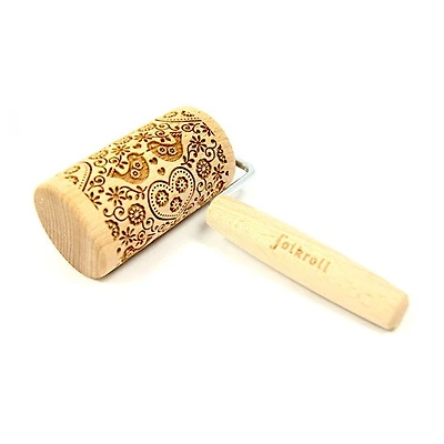 Mini Engraved Rolling Pin - Folk Doves