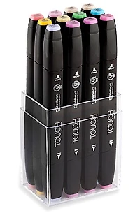 Ens. 12 marqueurs double pointe touch couleurs pastel