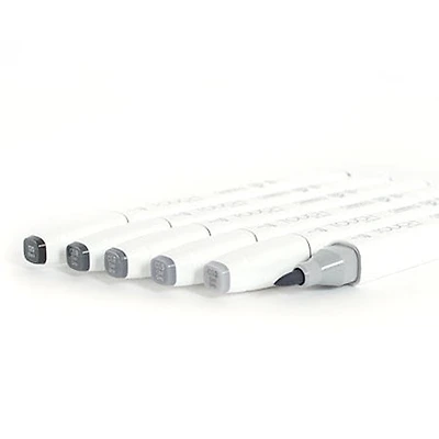 Set of 6 touch brush tip markers warm grays