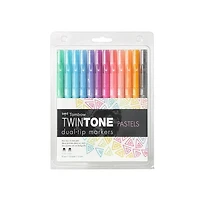 Set of 12 dual brush pen twintone pastel