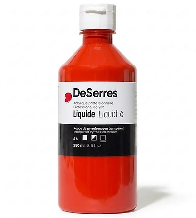 Acrylique liquide  rouge transparent pyrrole moy. série 6 - 250ml