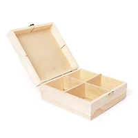 Boîte à 4 divisions en bois 16,5x16x7cm