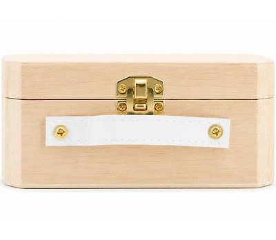 Wooden Box Leather Handle 5,1" x3,7" x2,3"