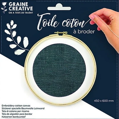 Toile de coton à broder - 45 x 60 cm - bleu mineral