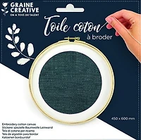 Toile de coton à broder - 45 x 60 cm - bleu mineral