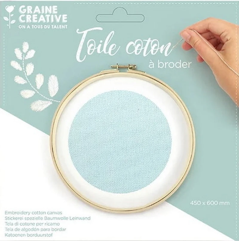 Toile de coton à broder - 45 x 60 cm - vert d'eau