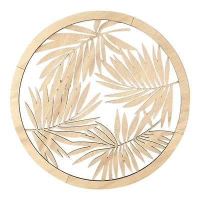 Round Wooden Frame - Leaves, 40 x 40 cm