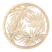 Round Wooden Frame - Leaves, 40 x 40 cm
