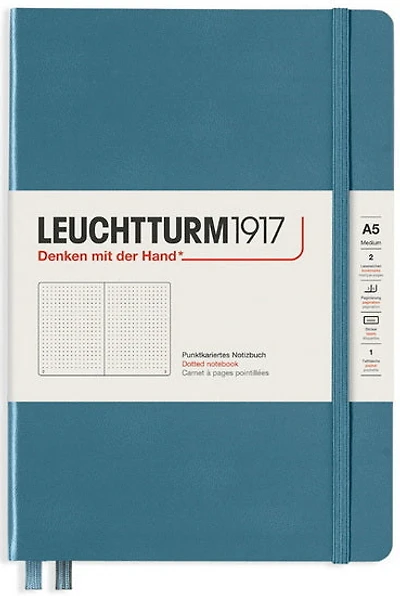 Cahier de notes pointillé a5 251p bleu pierre