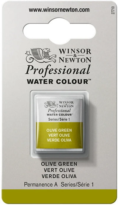 Watercolour half pan - olive green - s1
