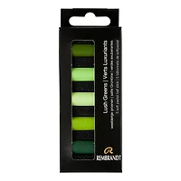Ens. 5 demi-pastels tendres verts riches