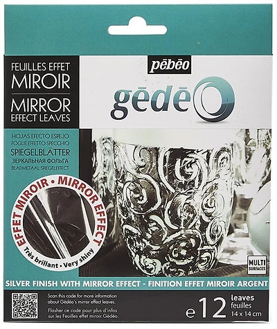 Pk 12 mirror effect leaves - gédéo - 14x14cm - silver