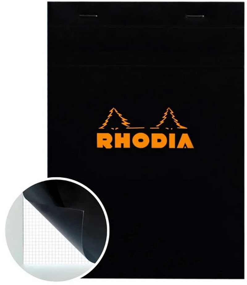 Bloc-notes rhodia - quadrillé - noir - 5,8 x 8,3 pouces