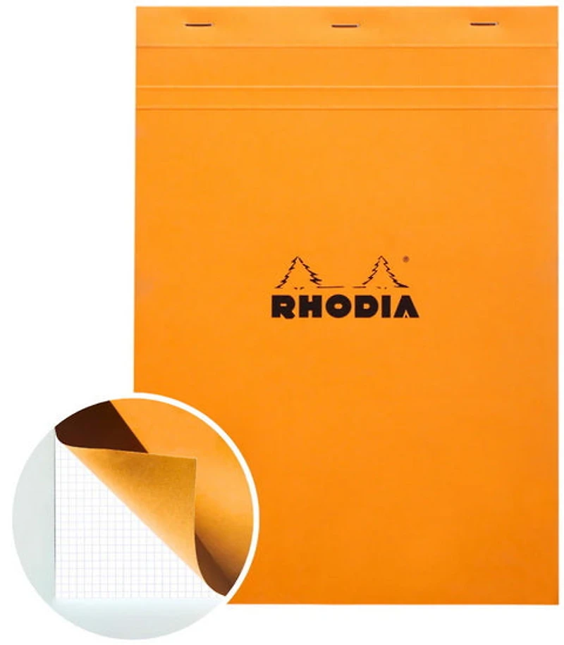 Bloc-notes rhodia - quadrillé - orange - 8,3 x 11,7 pouces