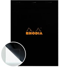 Bloc-notes rhodia - quadrillé - noir - 8,3 x 11,7 pouces