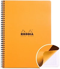 Cahier de notes à spirale rhodia - quadrillé - orange - 225 x 297 millimètres