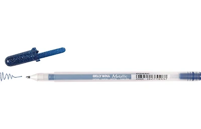Stylo gel gelly roll 0.4mm métallique noir bleu